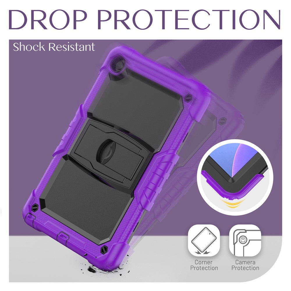 For Lenovo Tab M10 Plus (3rd Gen) 125FU / 128FU / Xiaoxin Pad 2022 10.6 inch Silicone+PC Tablet Cover Kickstand Case with Strap - Purple