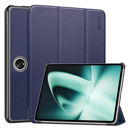 ENKAY HAT PRINCE For OnePlus Pad / Oppo Pad 2 Tablet Case PU Leather+PC Trifold Stand Cover with Auto Wake / Sleep - Dark Blue