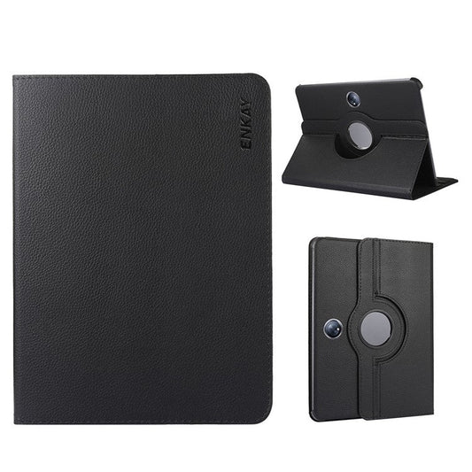 ENKAY HAT PRINCE For Oppo Pad 2 / OnePlus Pad Leather+PC Tablet Case 360 Degree Rotating Stand Cover with Auto Sleep / Wake - Black