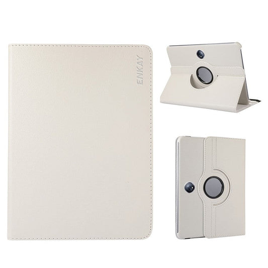 ENKAY HAT PRINCE For Oppo Pad 2 / OnePlus Pad Leather+PC Tablet Case 360 Degree Rotating Stand Cover with Auto Sleep / Wake - White