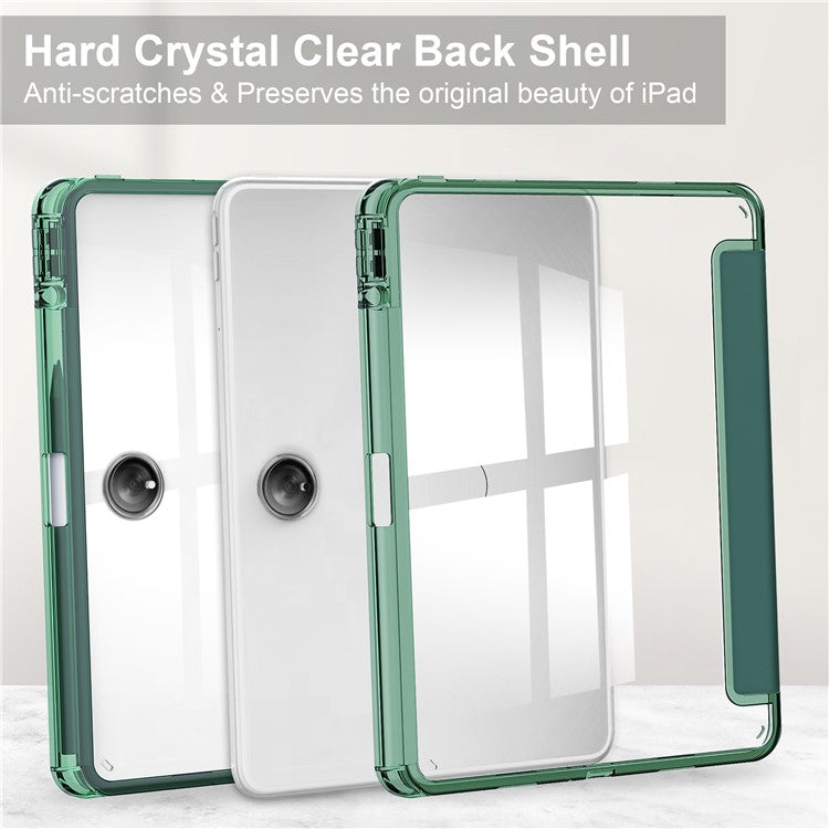 For OnePlus Pad Auto Sleep / Wake Case PU Leather + TPU + Acrylic Stand Transparent Tablet Cover with Pen Slot - Blackish Green