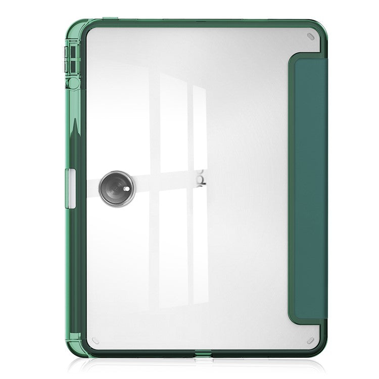For OnePlus Pad Auto Sleep / Wake Case PU Leather + TPU + Acrylic Stand Transparent Tablet Cover with Pen Slot - Blackish Green