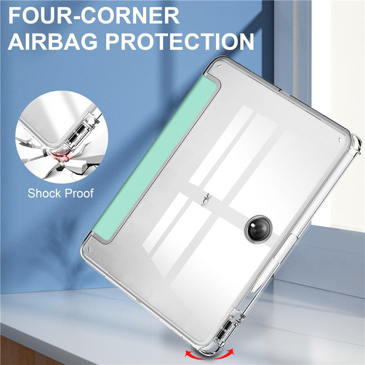 For OnePlus Pad Auto Sleep / Wake Case PU Leather + TPU + Acrylic Stand Transparent Tablet Cover with Pen Slot - Mint Green