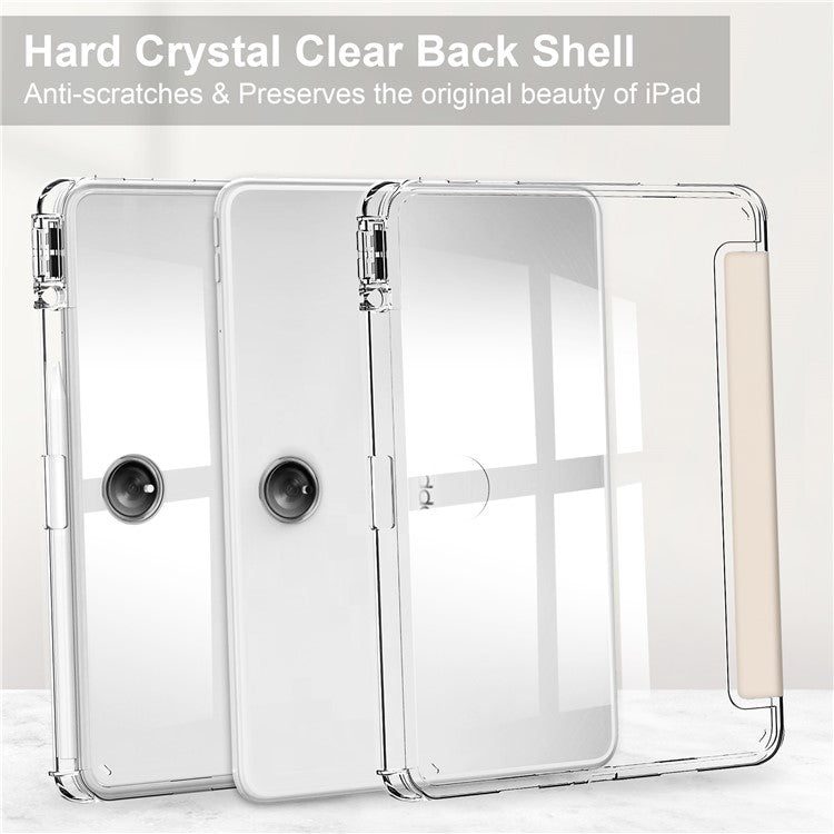 For OnePlus Pad Auto Sleep / Wake Case PU Leather + TPU + Acrylic Stand Transparent Tablet Cover with Pen Slot - Apricot
