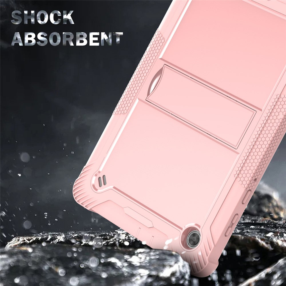 For Lenovo Tab M10 Plus TB-X606 Kickstand Shockproof Cover Silicone + PC Tablet Case - Rose Gold