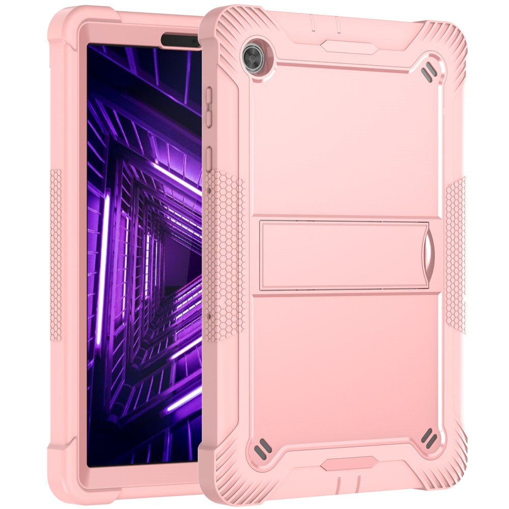For Lenovo Tab M10 Plus TB-X606 Kickstand Shockproof Cover Silicone + PC Tablet Case - Rose Gold