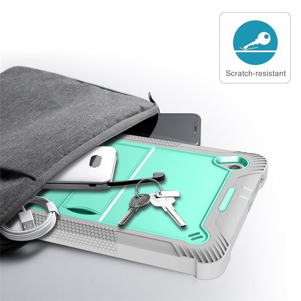 For Lenovo Tab M10 HD Gen 2 TB-X306F / TB-X306X Tablet Protective Shell Kickstand Silicone + PC Cover Case - Grey+Mint Green