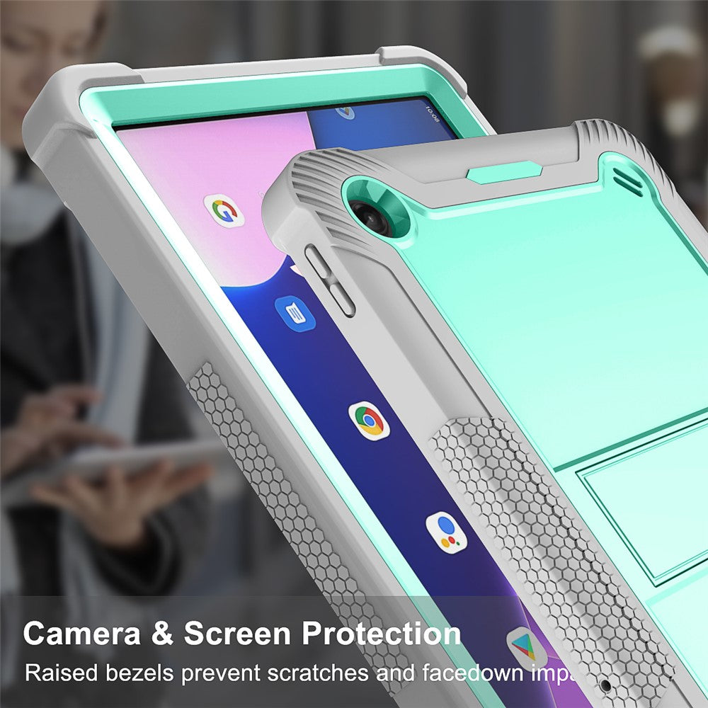 For Lenovo Tab M10 Plus (3rd Gen) / Xiaoxin Pad 2022 10.6 inch Anti-Scratch Tablet Cover Kickstand Silicone + PC Case Shell - Grey+Mint Green