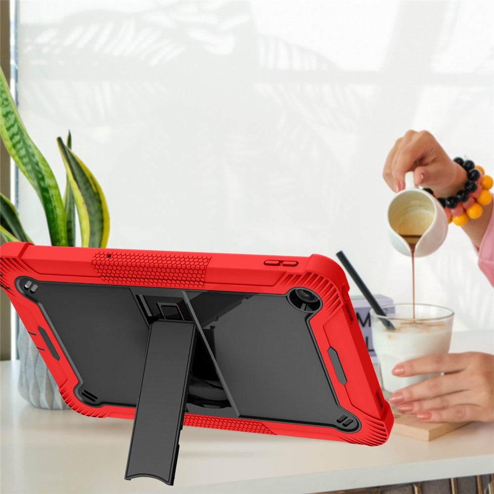 For Lenovo Tab M10 Plus (3rd Gen) / Xiaoxin Pad 2022 10.6 inch Anti-Scratch Tablet Cover Kickstand Silicone + PC Case Shell - Red+Black