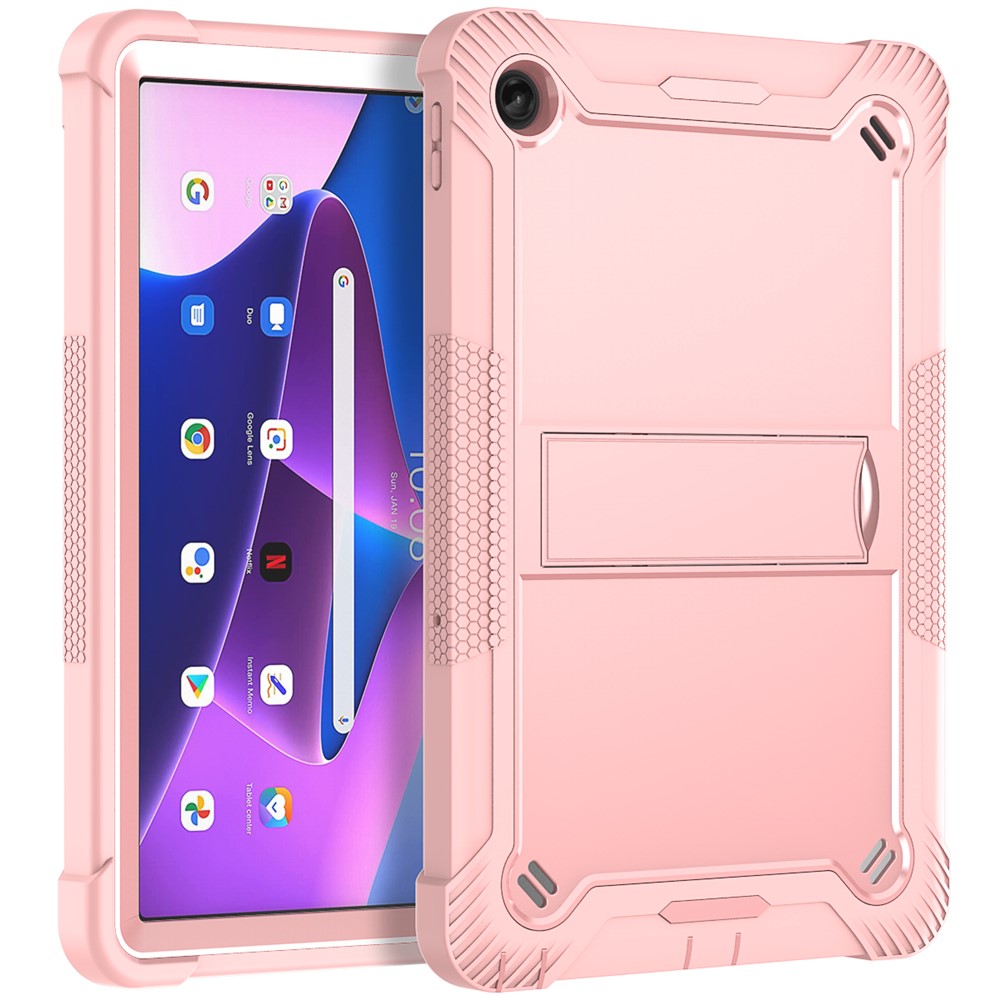 For Lenovo Tab M10 Plus (3rd Gen) / Xiaoxin Pad 2022 10.6 inch Anti-Scratch Tablet Cover Kickstand Silicone + PC Case Shell - Rose Gold