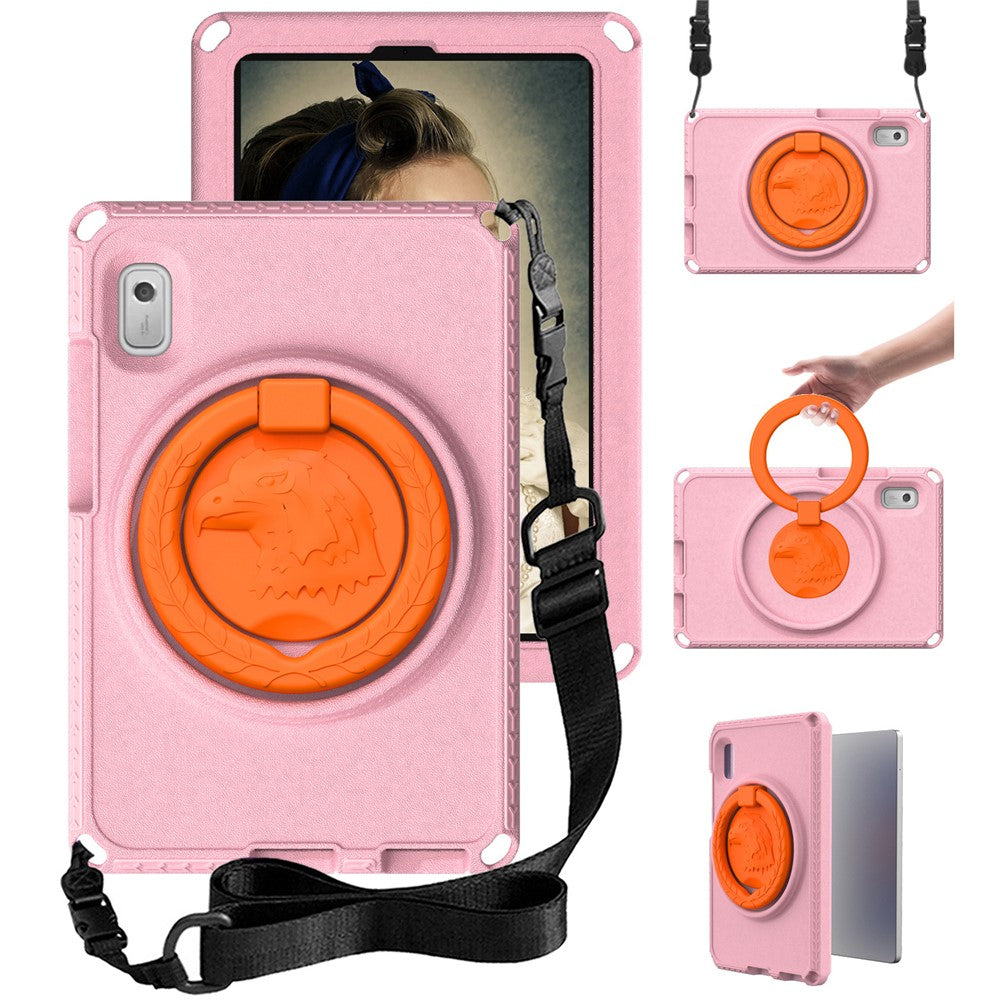 For Lenovo Tab M9 EVA+PC Tablet Protection Case Kickstand Hand Carrying Ring Cover with Shoulder Strap - Pink
