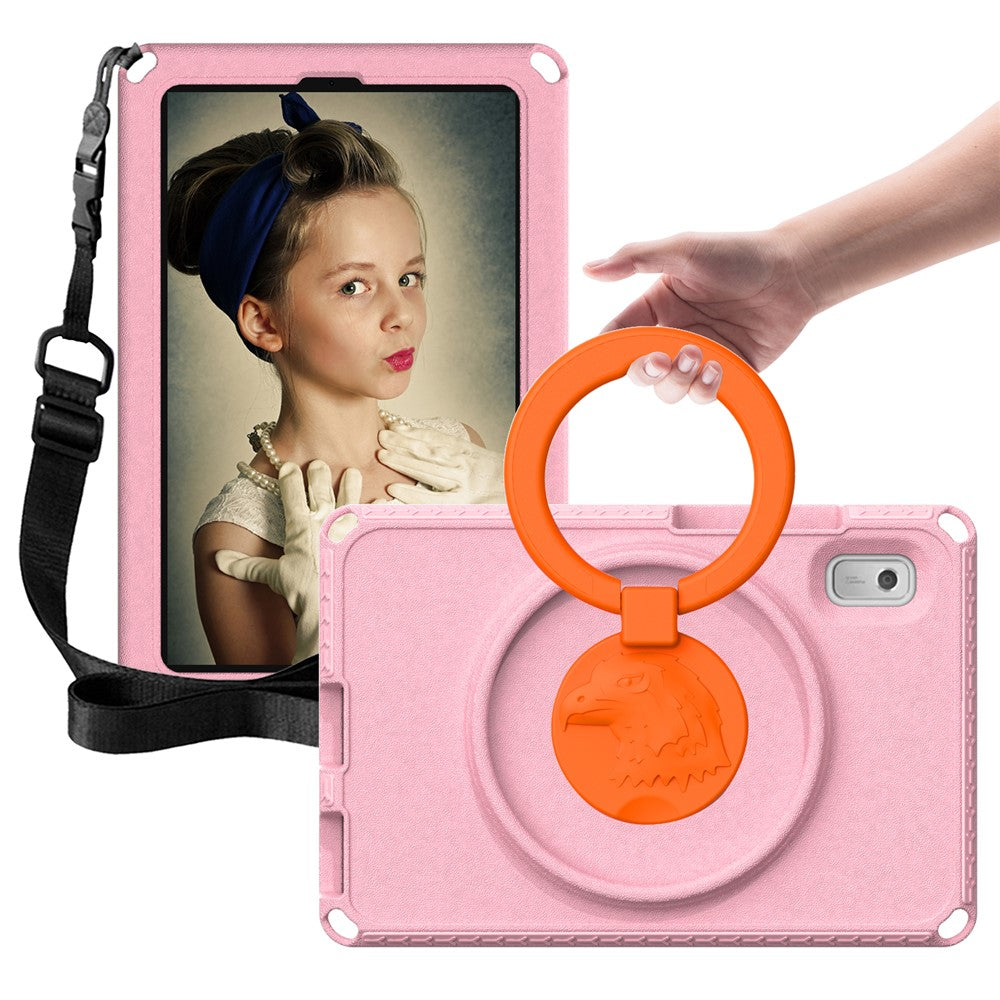 For Lenovo Tab M9 EVA+PC Tablet Protection Case Kickstand Hand Carrying Ring Cover with Shoulder Strap - Pink