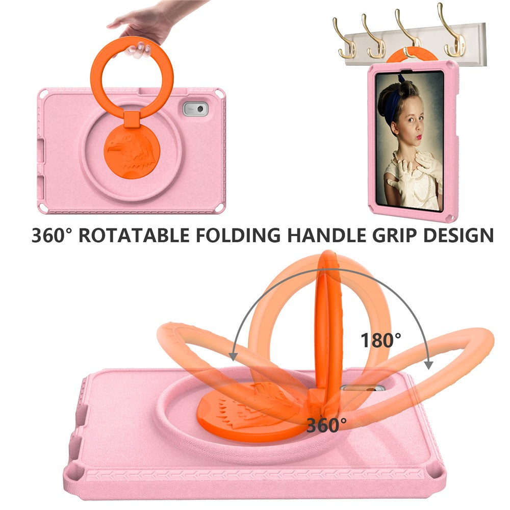 For Lenovo Tab M9 EVA+PC Tablet Protection Case Kickstand Hand Carrying Ring Cover with Shoulder Strap - Pink