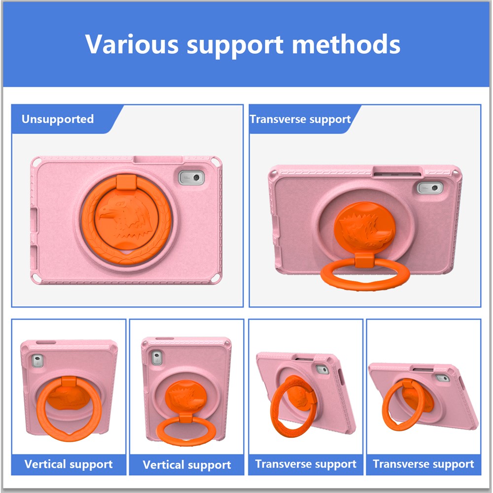 For Lenovo Tab M9 EVA+PC Tablet Protection Case Kickstand Hand Carrying Ring Cover with Shoulder Strap - Pink