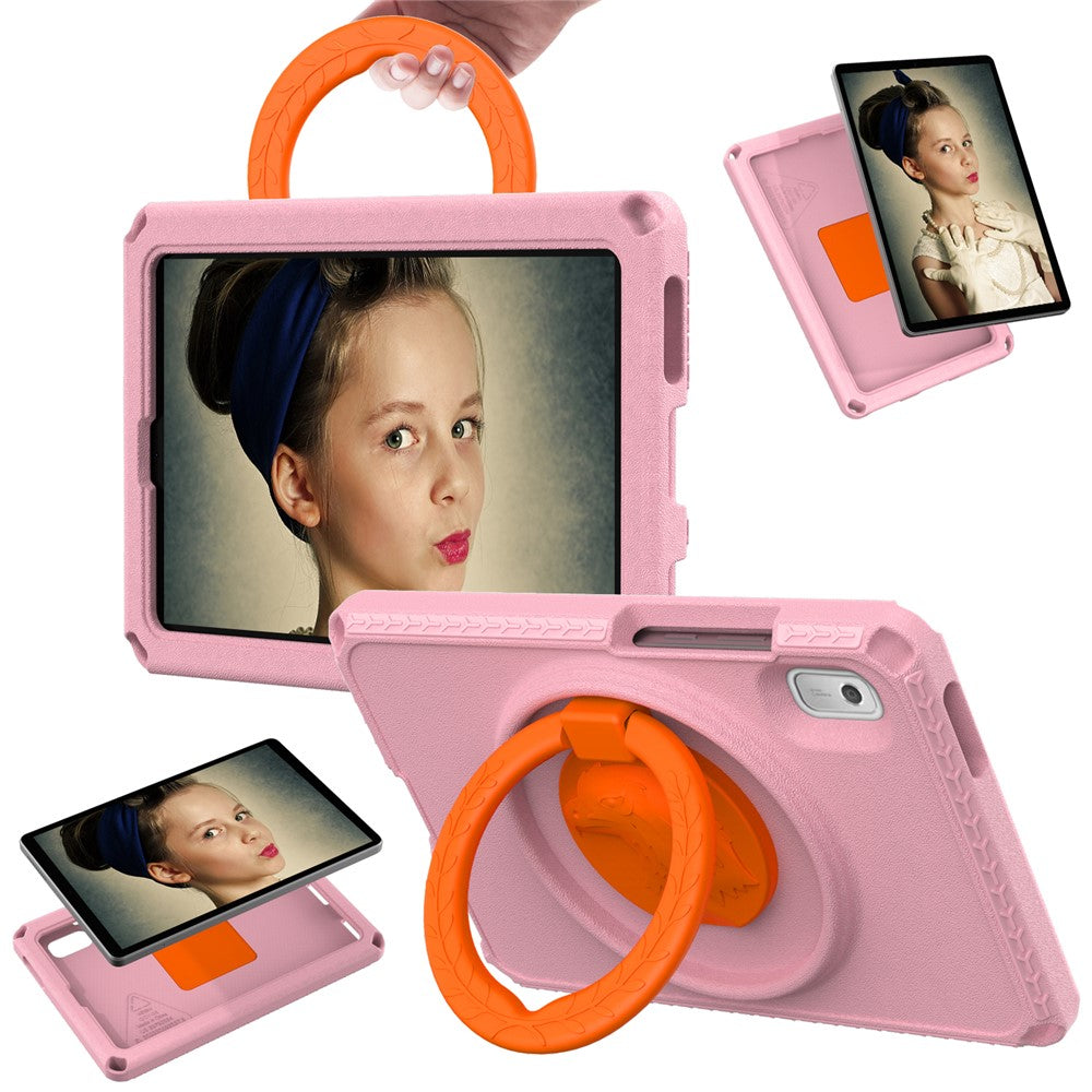 For Lenovo Tab M9 EVA+PC Tablet Protection Case Kickstand Hand Carrying Ring Cover with Shoulder Strap - Pink