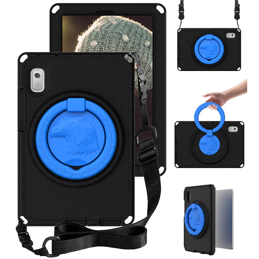 For Lenovo Tab M9 EVA+PC Tablet Protection Case Kickstand Hand Carrying Ring Cover with Shoulder Strap - Black