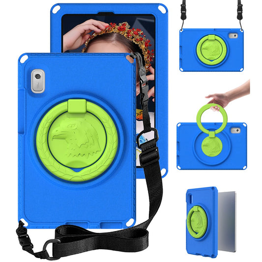For Lenovo Tab M9 EVA+PC Tablet Protection Case Kickstand Hand Carrying Ring Cover with Shoulder Strap - Blue