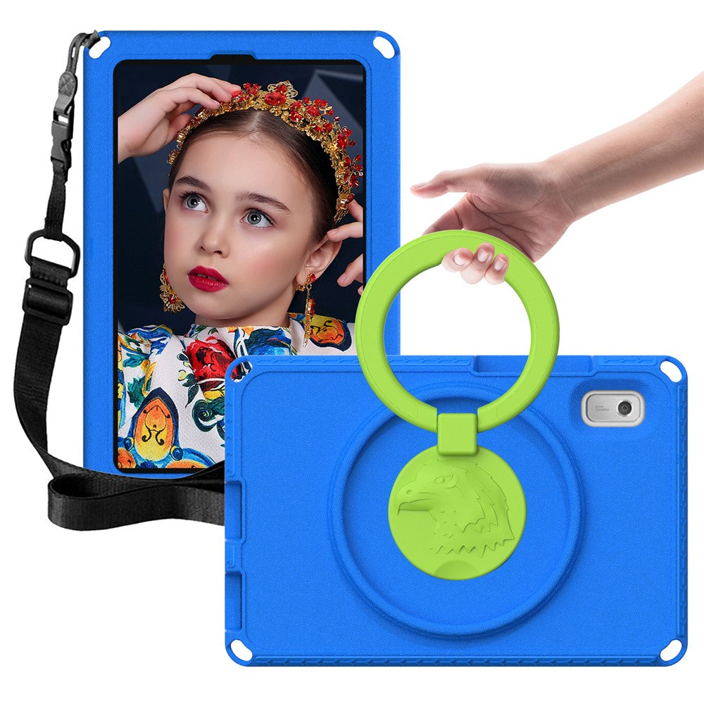 For Lenovo Tab M9 EVA+PC Tablet Protection Case Kickstand Hand Carrying Ring Cover with Shoulder Strap - Blue