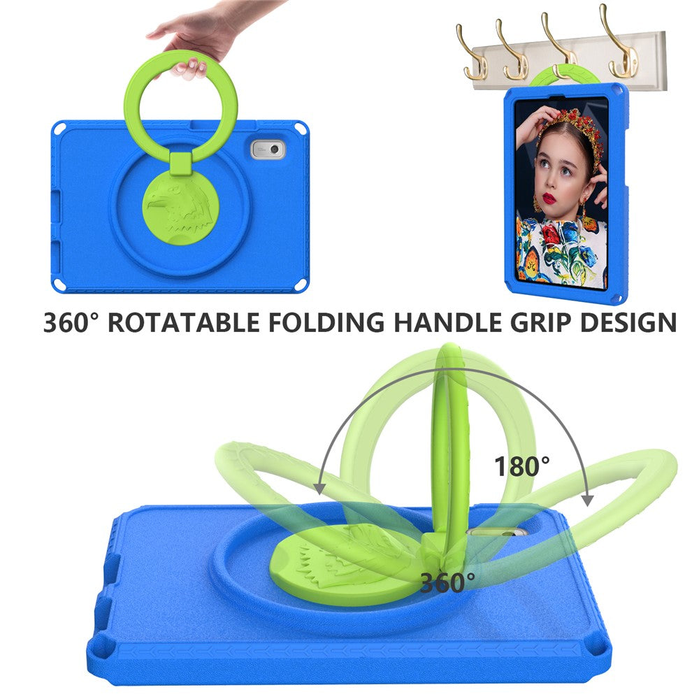 For Lenovo Tab M9 EVA+PC Tablet Protection Case Kickstand Hand Carrying Ring Cover with Shoulder Strap - Blue