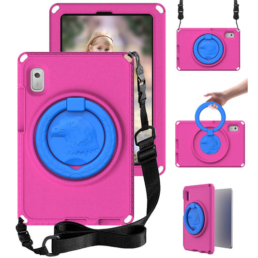 For Lenovo Tab M9 EVA+PC Tablet Protection Case Kickstand Hand Carrying Ring Cover with Shoulder Strap - Rose