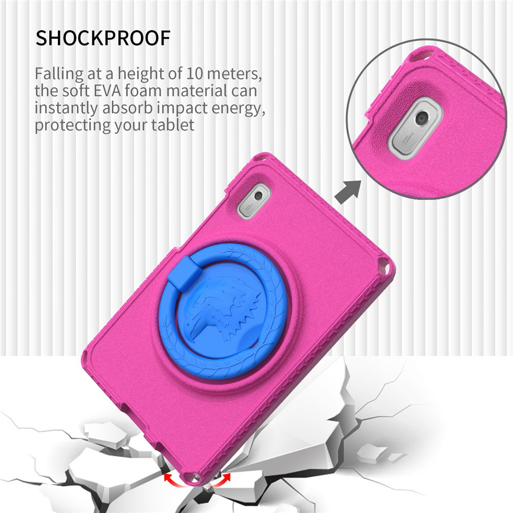For Lenovo Tab M9 EVA+PC Tablet Protection Case Kickstand Hand Carrying Ring Cover with Shoulder Strap - Rose