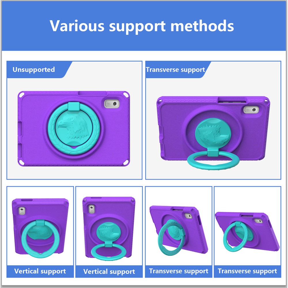 For Lenovo Tab M9 EVA+PC Tablet Protection Case Kickstand Hand Carrying Ring Cover with Shoulder Strap - Purple