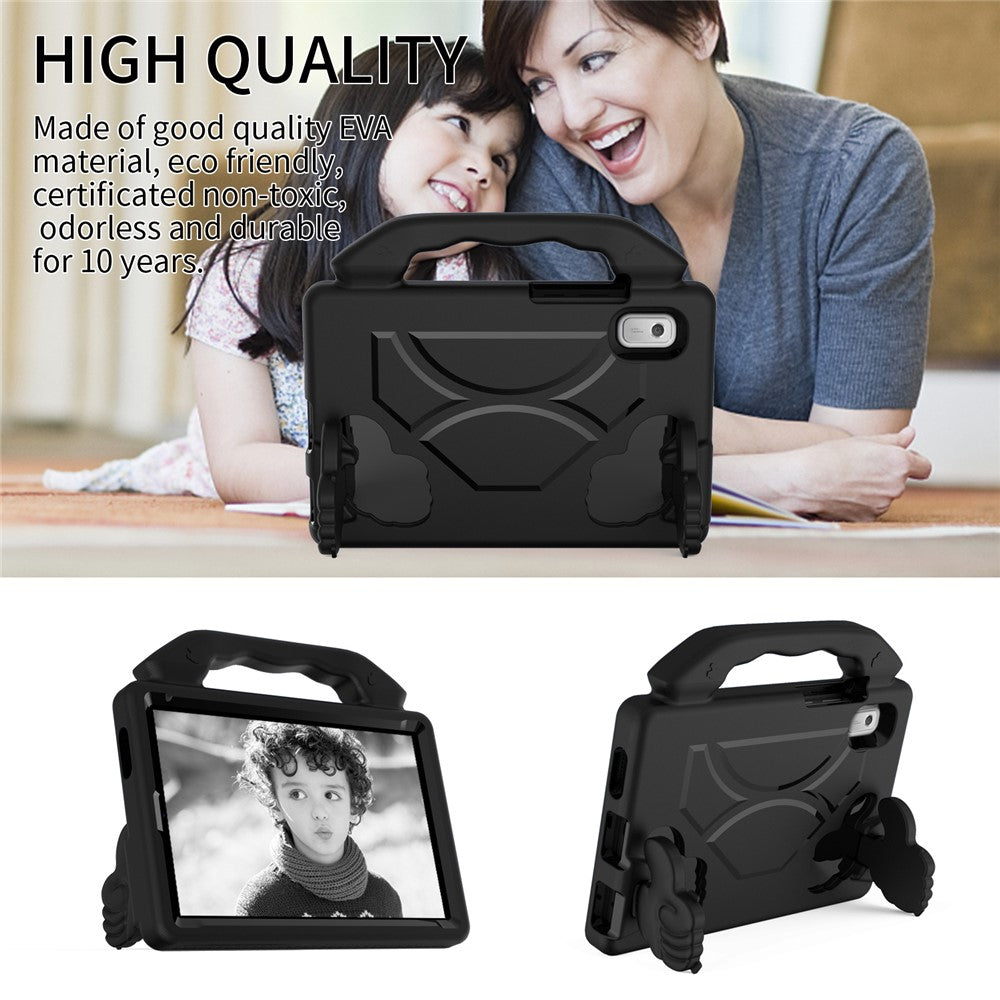 For Lenovo Tab M9 EVA Tablet Case Foldable Thumb Kickstand Anti-drop Cover with Handle Grip - Black