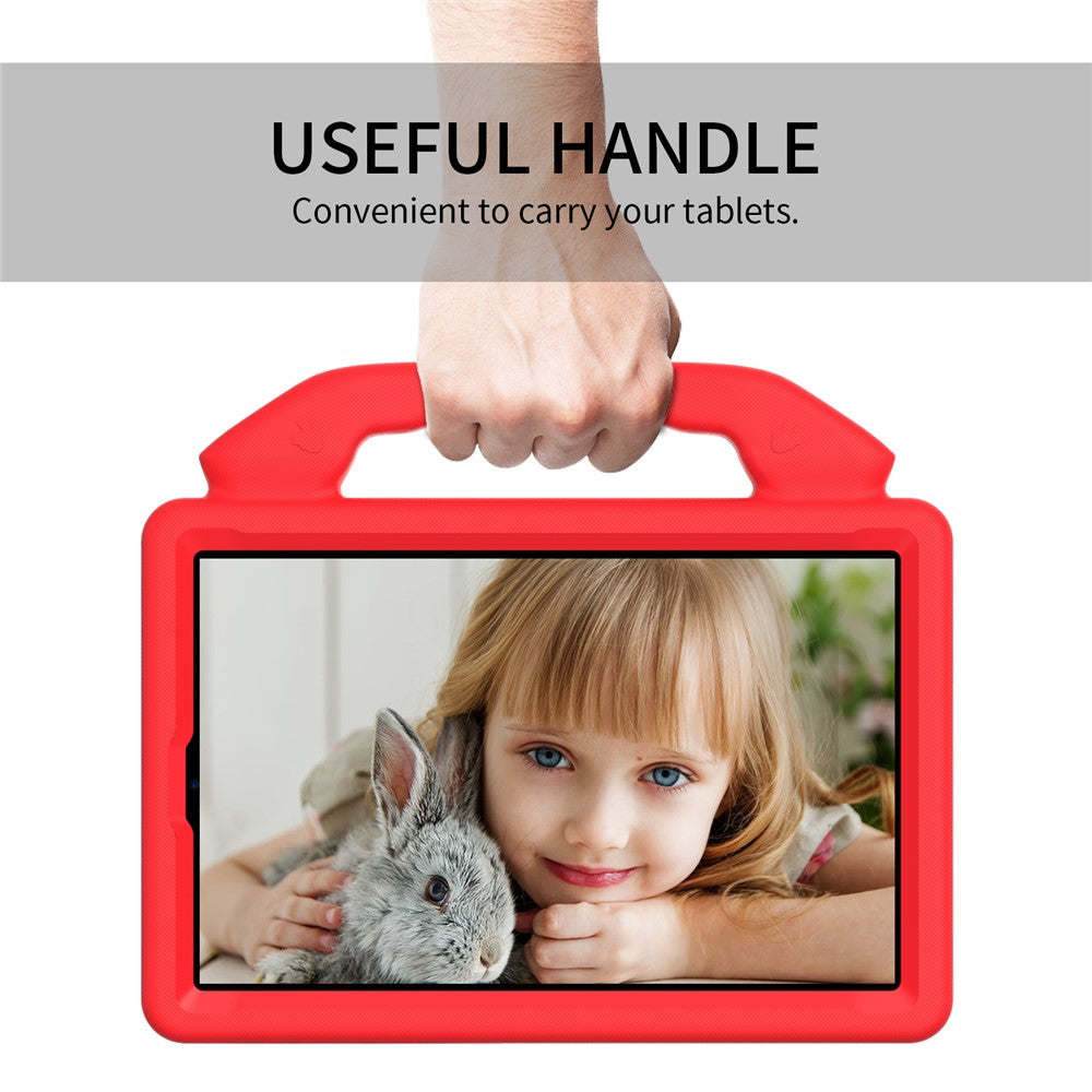 For Lenovo Tab M9 EVA Tablet Case Foldable Thumb Kickstand Anti-drop Cover with Handle Grip - Red