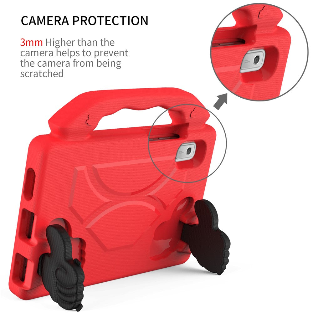 For Lenovo Tab M9 EVA Tablet Case Foldable Thumb Kickstand Anti-drop Cover with Handle Grip - Red