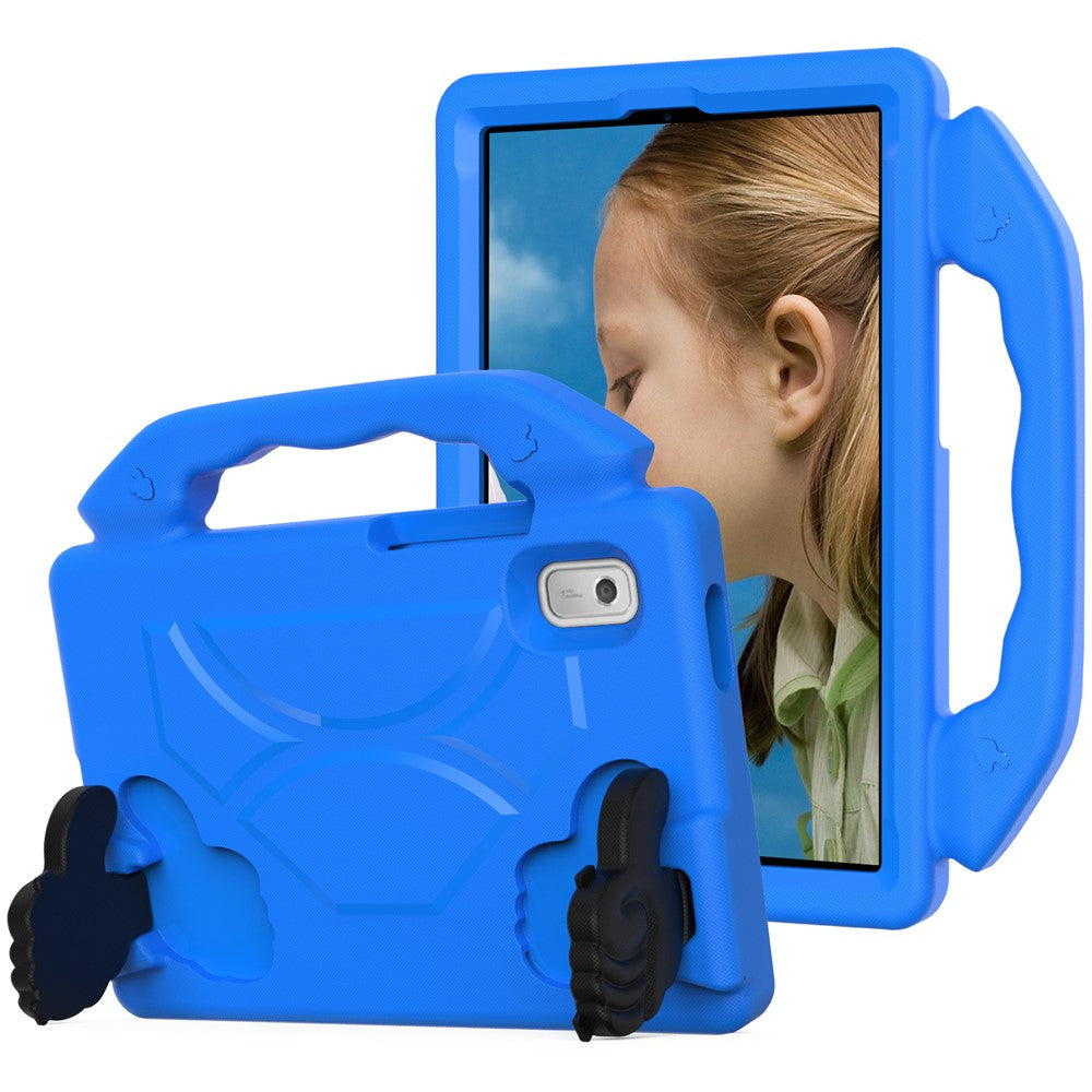 For Lenovo Tab M9 EVA Tablet Case Foldable Thumb Kickstand Anti-drop Cover with Handle Grip - Blue
