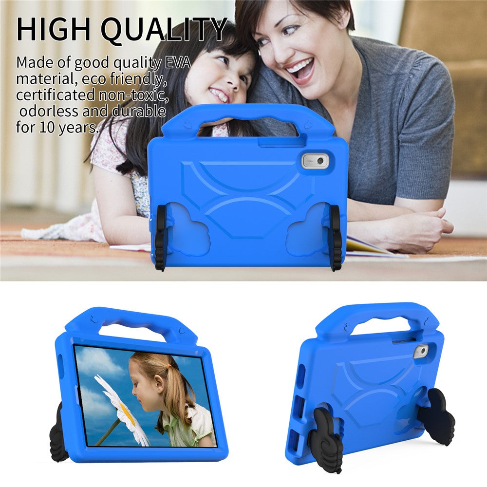 For Lenovo Tab M9 EVA Tablet Case Foldable Thumb Kickstand Anti-drop Cover with Handle Grip - Blue