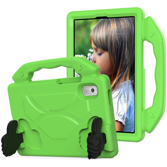For Lenovo Tab M9 EVA Tablet Case Foldable Thumb Kickstand Anti-drop Cover with Handle Grip - Green
