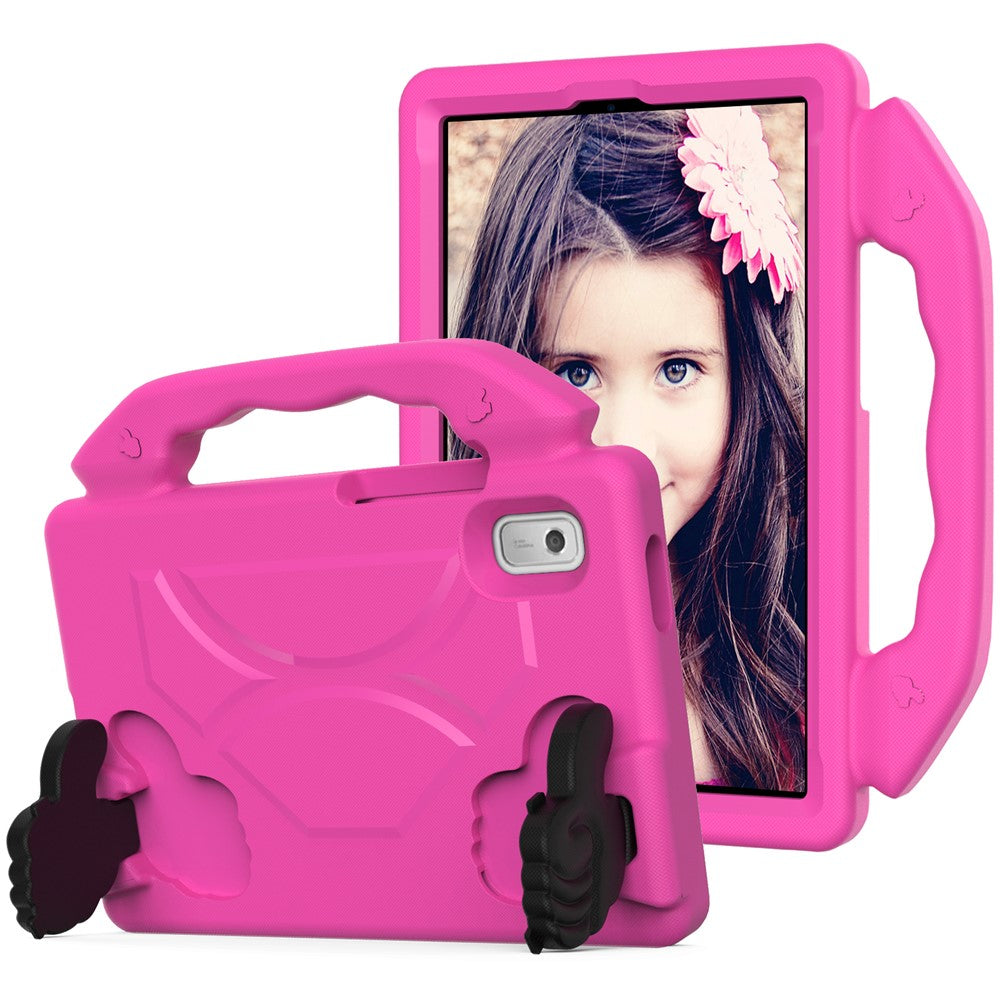 For Lenovo Tab M9 EVA Tablet Case Foldable Thumb Kickstand Anti-drop Cover with Handle Grip - Rose
