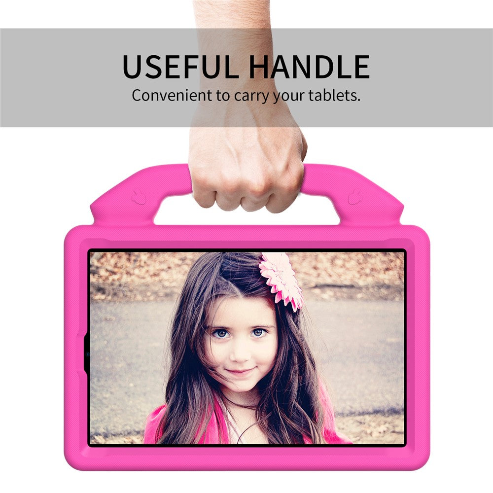 For Lenovo Tab M9 EVA Tablet Case Foldable Thumb Kickstand Anti-drop Cover with Handle Grip - Rose