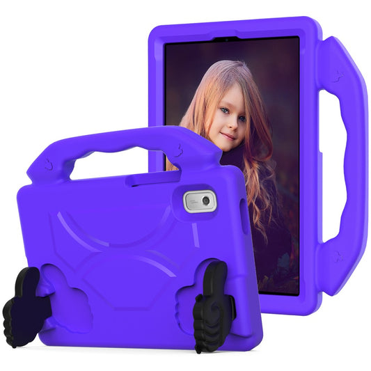 For Lenovo Tab M9 EVA Tablet Case Foldable Thumb Kickstand Anti-drop Cover with Handle Grip - Purple