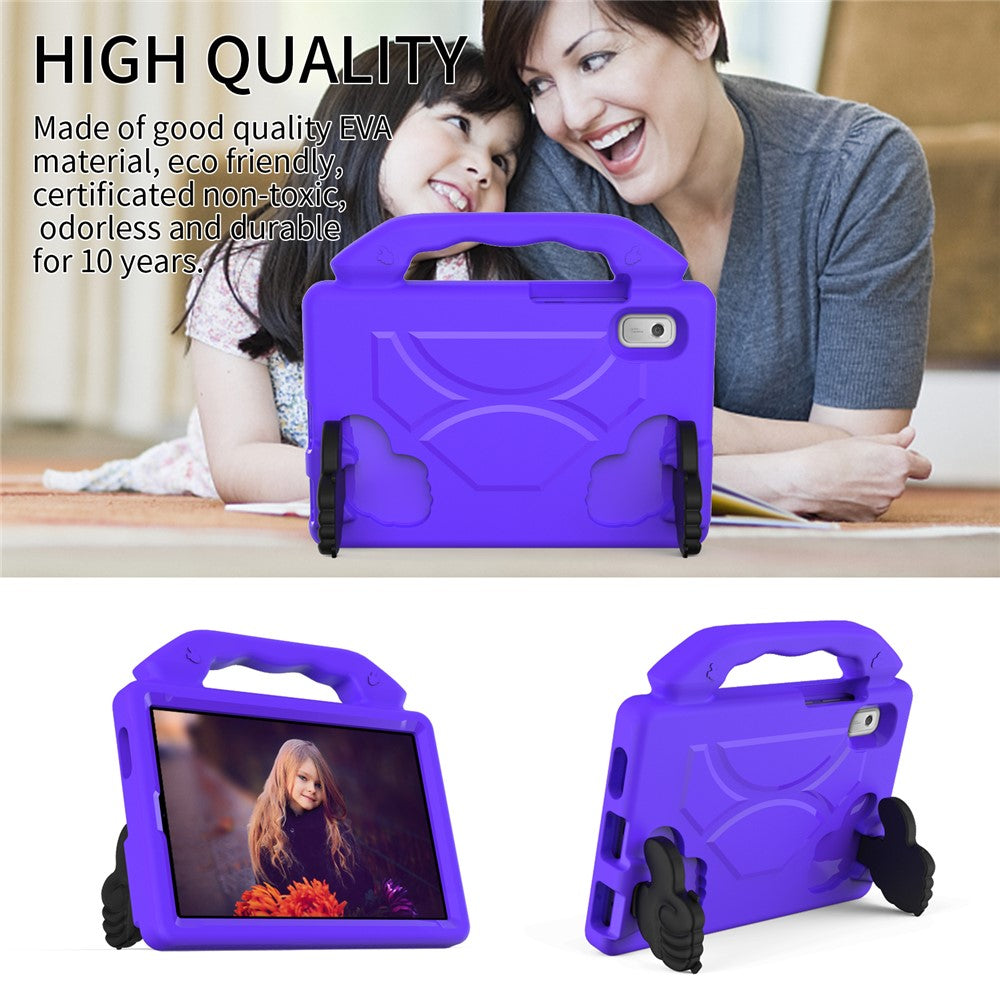 For Lenovo Tab M9 EVA Tablet Case Foldable Thumb Kickstand Anti-drop Cover with Handle Grip - Purple