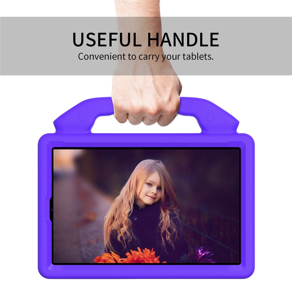 For Lenovo Tab M9 EVA Tablet Case Foldable Thumb Kickstand Anti-drop Cover with Handle Grip - Purple