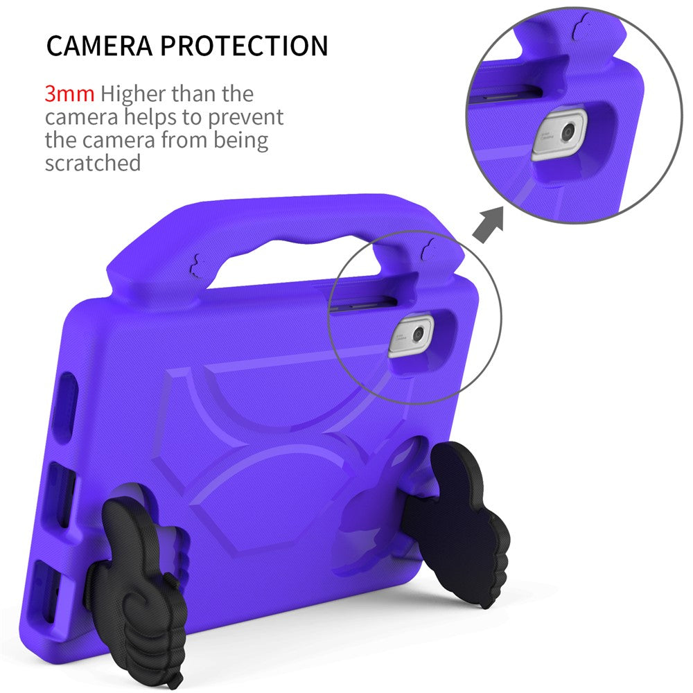 For Lenovo Tab M9 EVA Tablet Case Foldable Thumb Kickstand Anti-drop Cover with Handle Grip - Purple