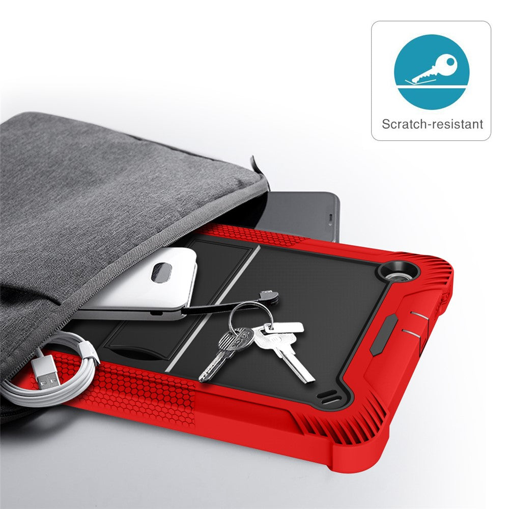 For Lenovo Tab M10 Plus Kickstand Tablet Case Silicone + PC Rugged Kids Protective Cover - Red+Black