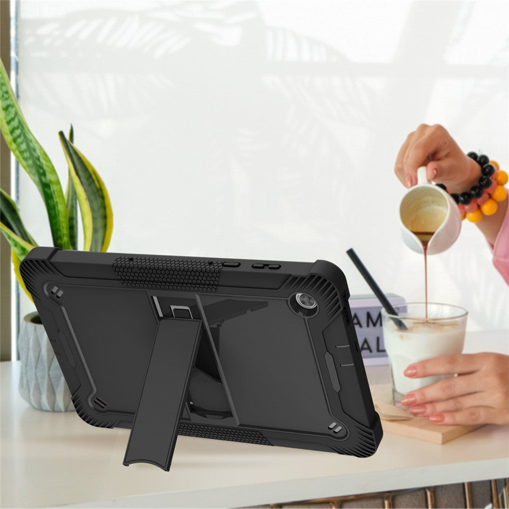 For Lenovo Tab M10 Plus Kickstand Tablet Case Silicone + PC Rugged Kids Protective Cover - Black