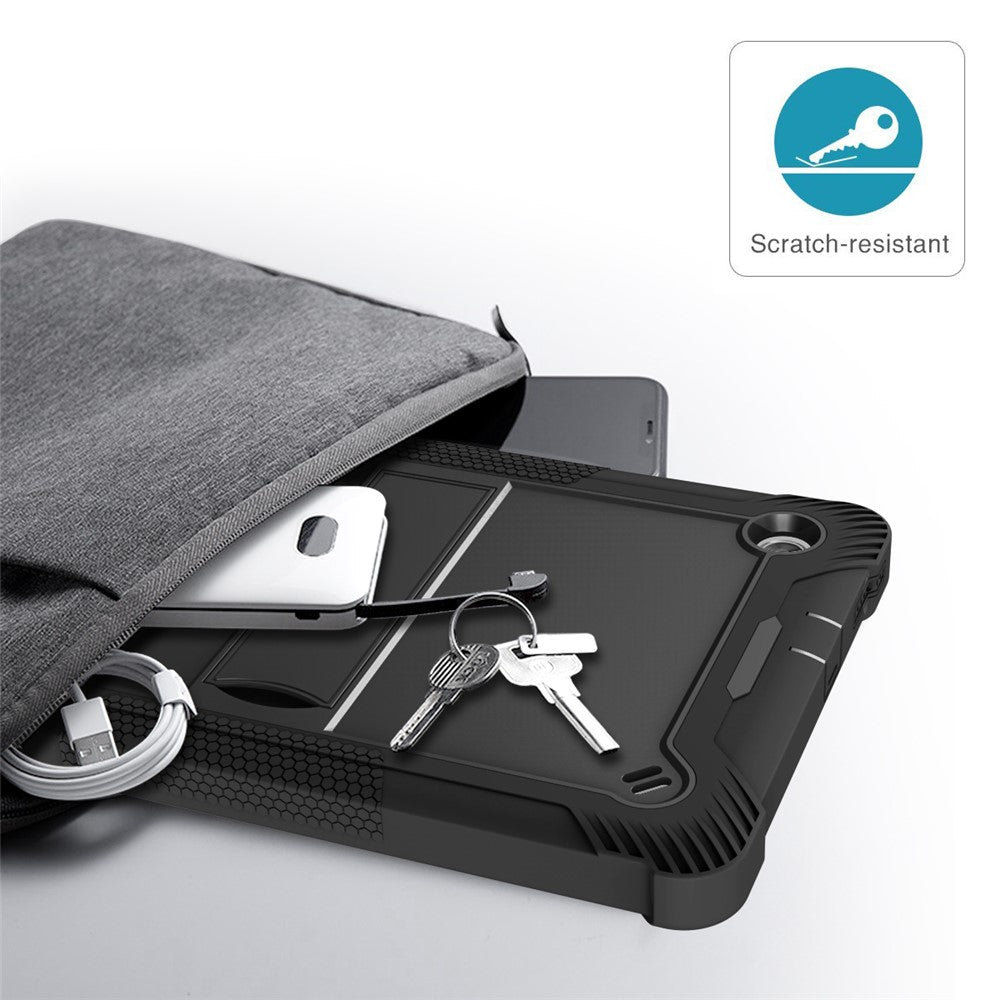 For Lenovo Tab M10 Plus Kickstand Tablet Case Silicone + PC Rugged Kids Protective Cover - Black