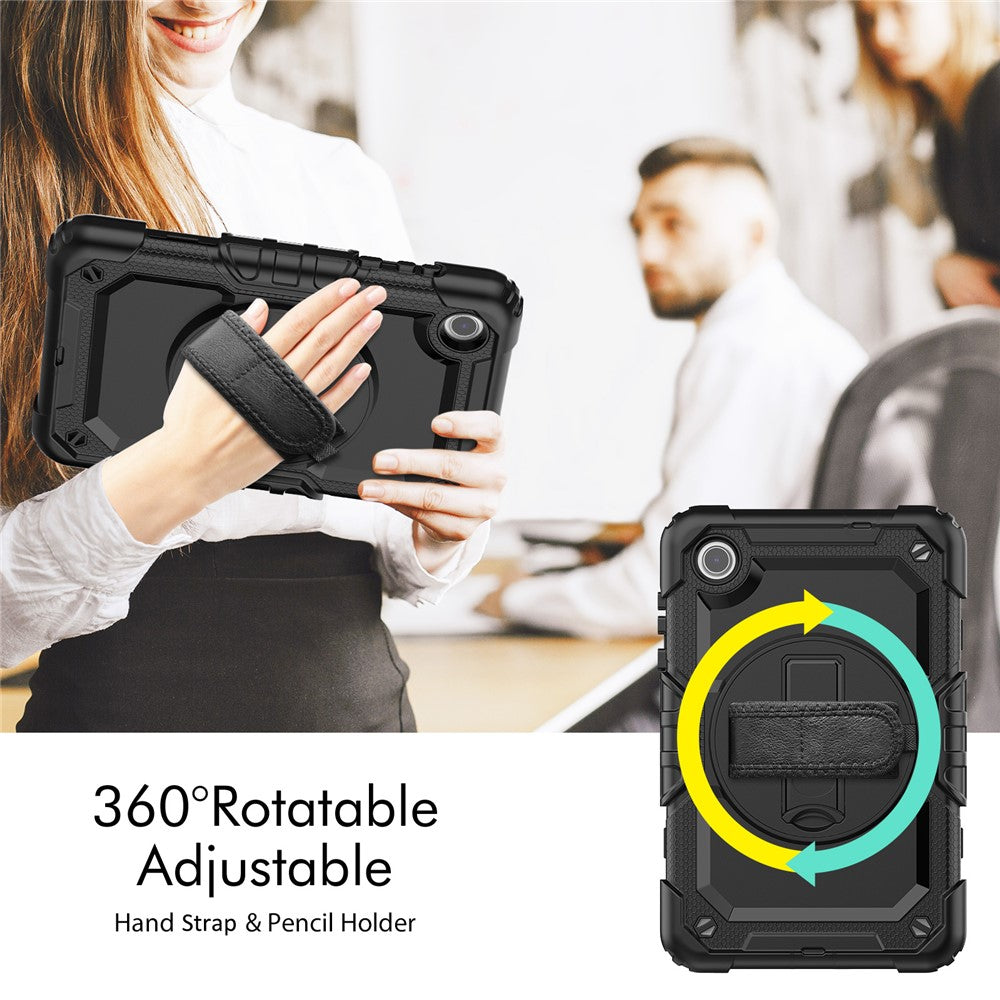 For Lenovo Tab M8 (4th Gen) 2024 TB-301XU / M8 (4th Gen) 2023 TB-300FU Silicone+PC Case Kickstand with PET Screen Film - Black