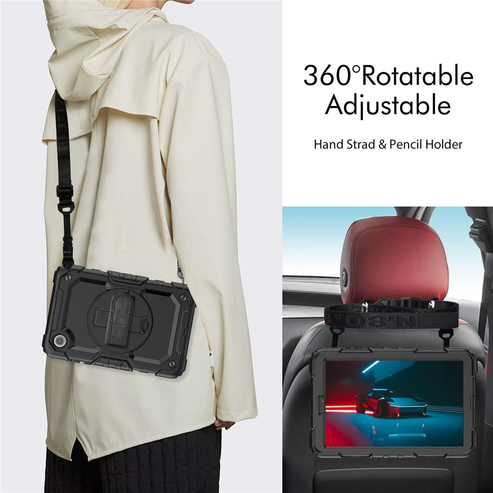 For Lenovo Tab M8 (4th Gen) 2024 TB-301XU / M8 (4th Gen) 2023 TB-300FU Silicone+PC Case Kickstand with PET Screen Film - Black