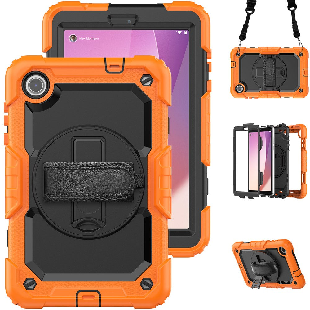 For Lenovo Tab M8 (4th Gen) 2024 TB-301XU / M8 (4th Gen) 2023 TB-300FU Silicone+PC Case Kickstand with PET Screen Film - Orange