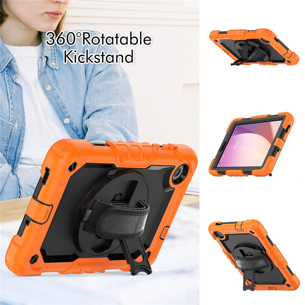 For Lenovo Tab M8 (4th Gen) 2024 TB-301XU / M8 (4th Gen) 2023 TB-300FU Silicone+PC Case Kickstand with PET Screen Film - Orange