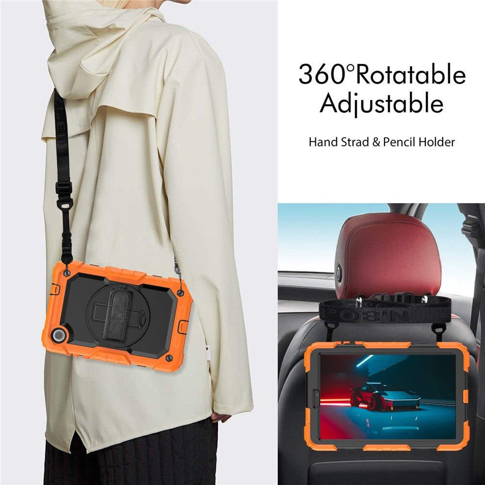 For Lenovo Tab M8 (4th Gen) 2024 TB-301XU / M8 (4th Gen) 2023 TB-300FU Silicone+PC Case Kickstand with PET Screen Film - Orange