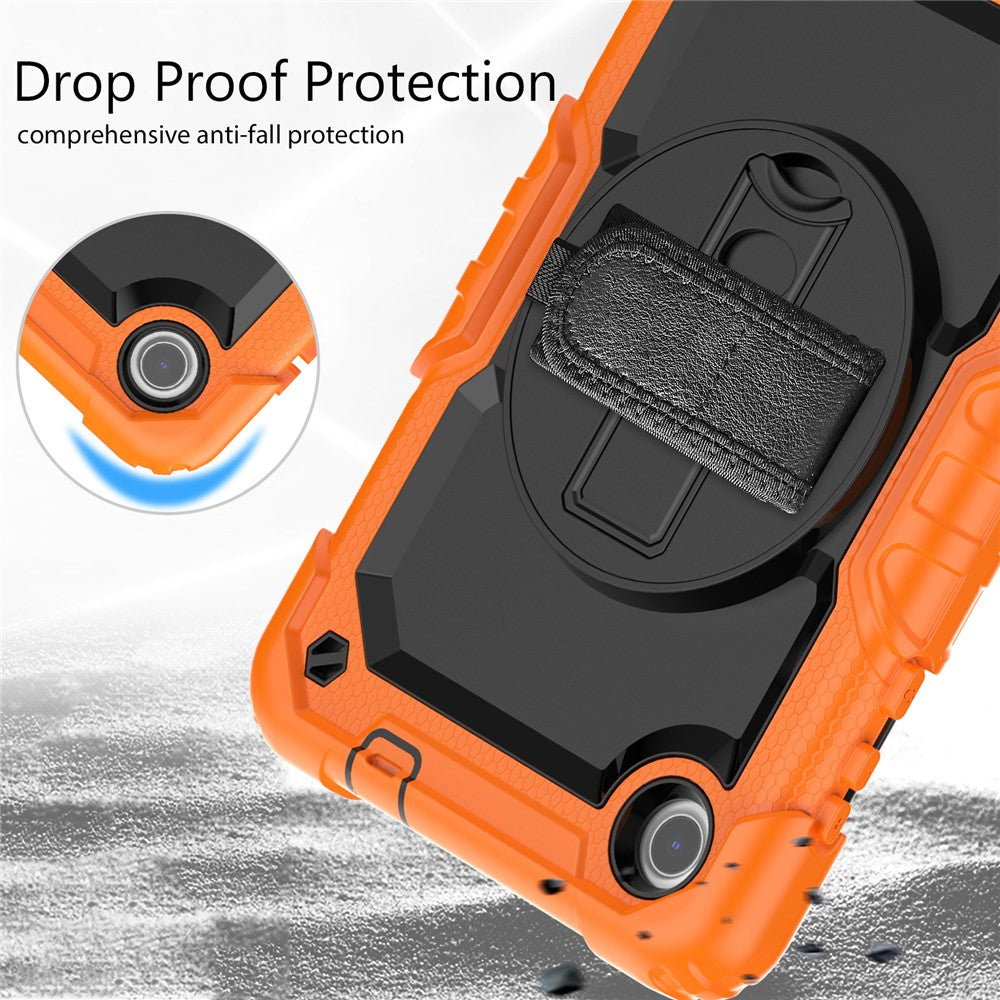 For Lenovo Tab M8 (4th Gen) 2024 TB-301XU / M8 (4th Gen) 2023 TB-300FU Silicone+PC Case Kickstand with PET Screen Film - Orange