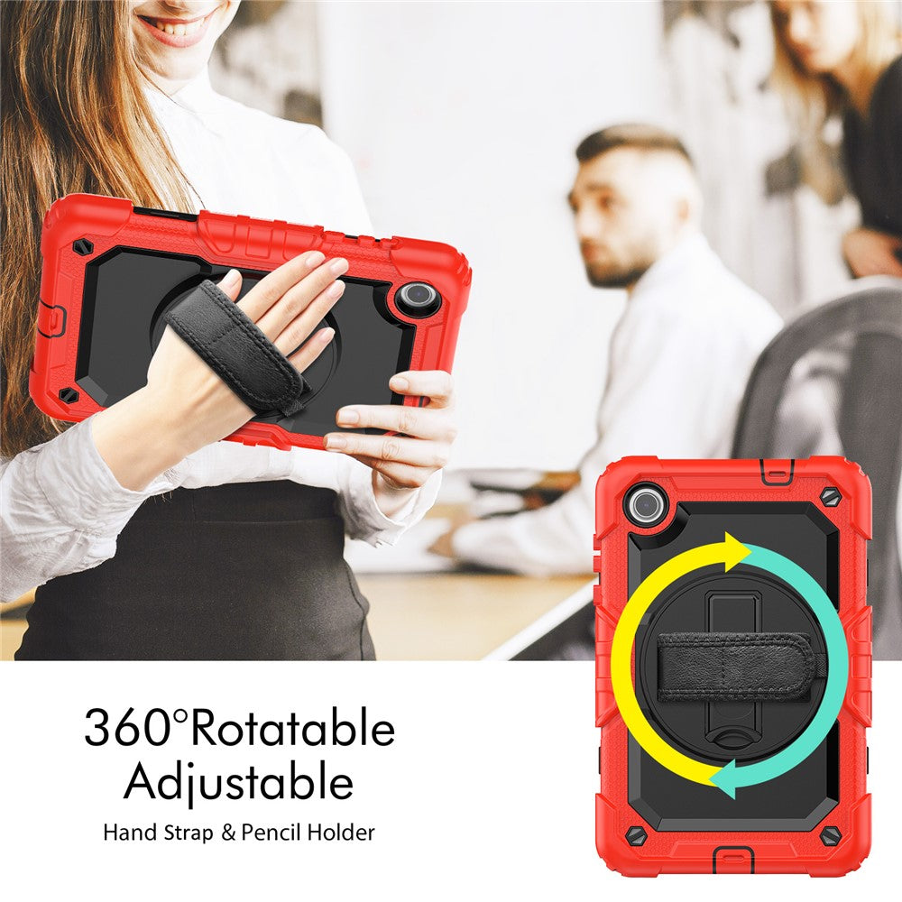 For Lenovo Tab M8 (4th Gen) 2024 TB-301XU / M8 (4th Gen) 2023 TB-300FU Silicone+PC Case Kickstand with PET Screen Film - Red