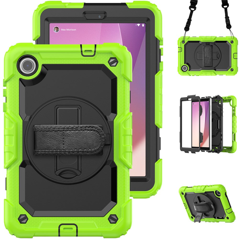 For Lenovo Tab M8 (4th Gen) 2024 TB-301XU / M8 (4th Gen) 2023 TB-300FU Silicone+PC Case Kickstand with PET Screen Film - Lime