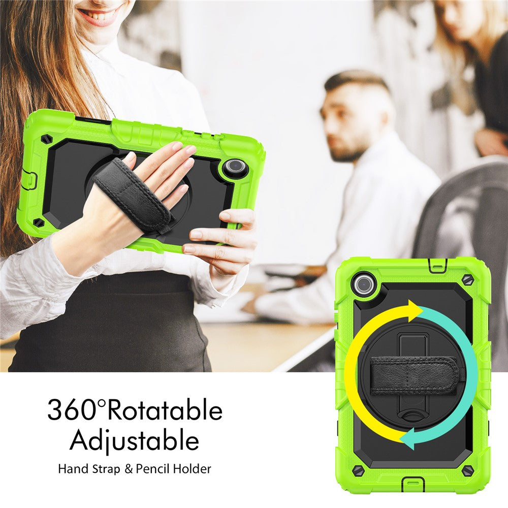 For Lenovo Tab M8 (4th Gen) 2024 TB-301XU / M8 (4th Gen) 2023 TB-300FU Silicone+PC Case Kickstand with PET Screen Film - Lime